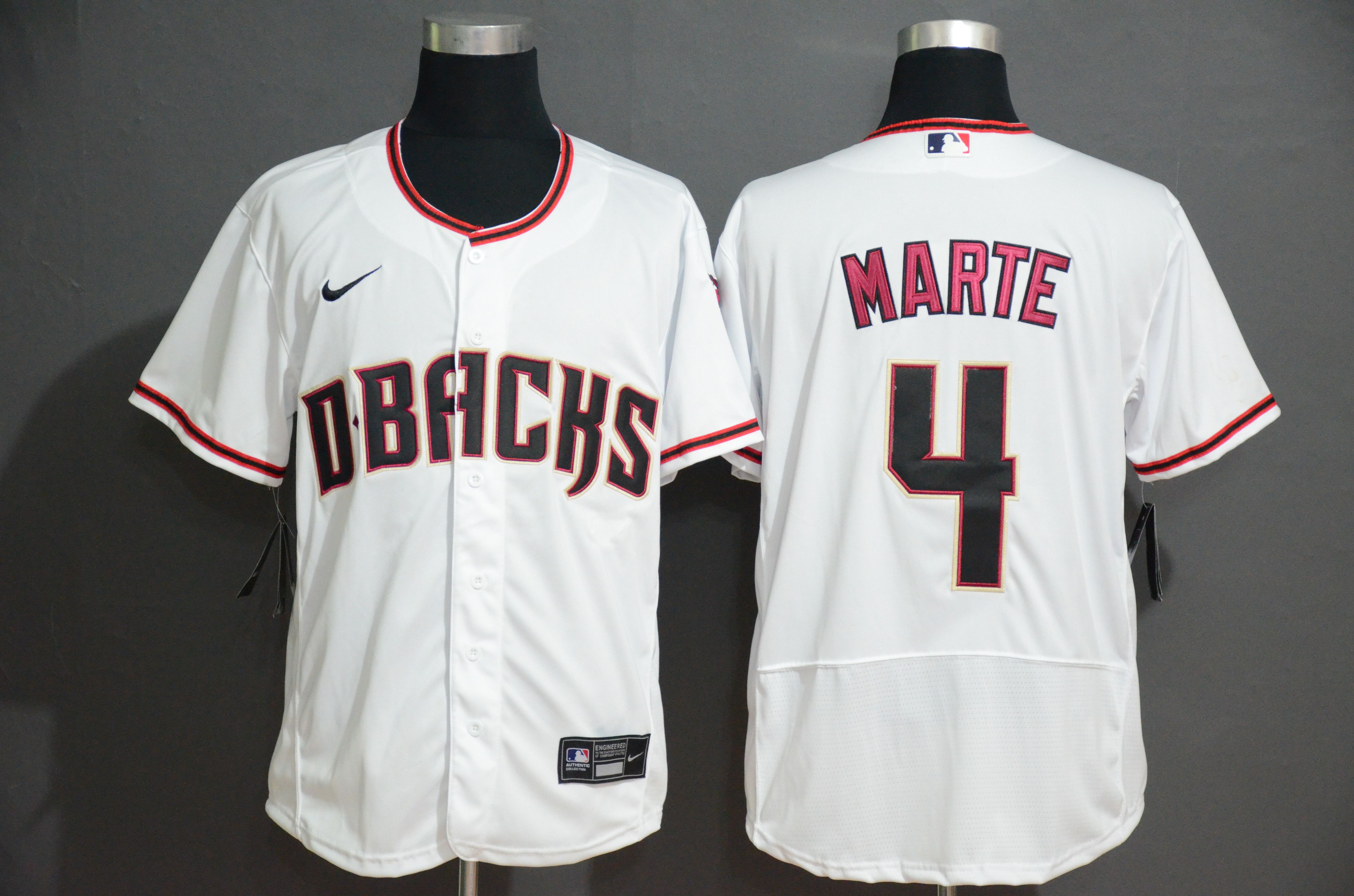 Men Arizona Diamondback 4 Marte White Nike Elite MLB Jerseys